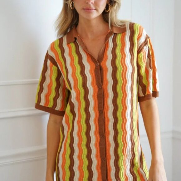 Yllw The Label Button Front Long Cardigan Sweater Short Sleeve. Size L - Picture 13 of 13